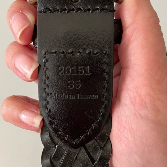 New! 100% Black Leather Braided Belt Size 36 Matte Silvertone Hardware Western - Picture 7 of 9
